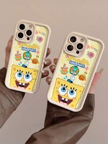 SPONGEBOB 1 styck stötsäkert telefonskal med mönster av tecknade blommor, hamburgare och SvampBob, kompatibelt med Samsung/kompatibelt med 17/16/15/14/13/12/11 Pro Max/12 Pro/14 Plus och andra modeller - Multifärgad - Visa 4