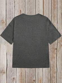 Printed With The Text Pattern "I Sought The Lord, And He Heard Me And Answered Me". Women's Casual Daily Crew Neck Short-Sleeve Fashionable Sports T-Shirt With Printed Pattern And Comfortable To Wear; Women's Grey Short-Sleeve T-Shirt - 深灰色 - 查看 2
