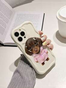 Cute Cartoon Puppy Cream Swirl Pattern Ruffle Edge Beige Fashionable Minimalist Thick Anti-Drop Phone Protective Case Compatible With IPhone 17/17 Pro, 15 Pro Max, 16/16 Pro/16 Pro Max, 16 Plus, 15 XR, 7/8, 15 Pro Max, 12 Pro Max, 13 Pro Max, 14 Pro Max, 13, 14, 11, 12, 14, Phones - Multicolor - View 5