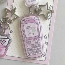 1pc Cute Cartoon Pixel Art Keychain - Kawaii Retro 8-Bit Character With Heart And Four-Leaf Clover, Light Pink And White With Black Eyes, Bunny Design, Suitable For Bags, Keys, Christmas Gift - Multicolor - View 3