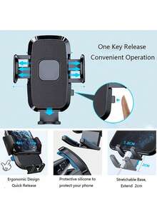 360° Adjustable Long Arm Silicone Base Car Phone Holder - Black - View 8