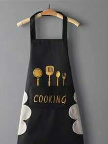 Waterproof Apron With Pockets, Unisex Kitchen Cooking Baking Apron, Fashion Home Waist Apron - Black - View 8