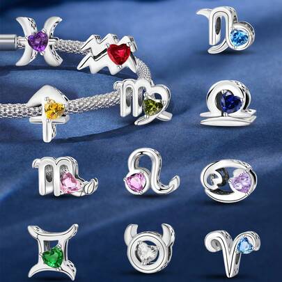 1 pieza Elegante Cuenta de Signo del Zodíaco, Adecuada para que las Mujeres Usen o Hagan Joyas como Pulseras, un Hermoso Regalo para la Novia