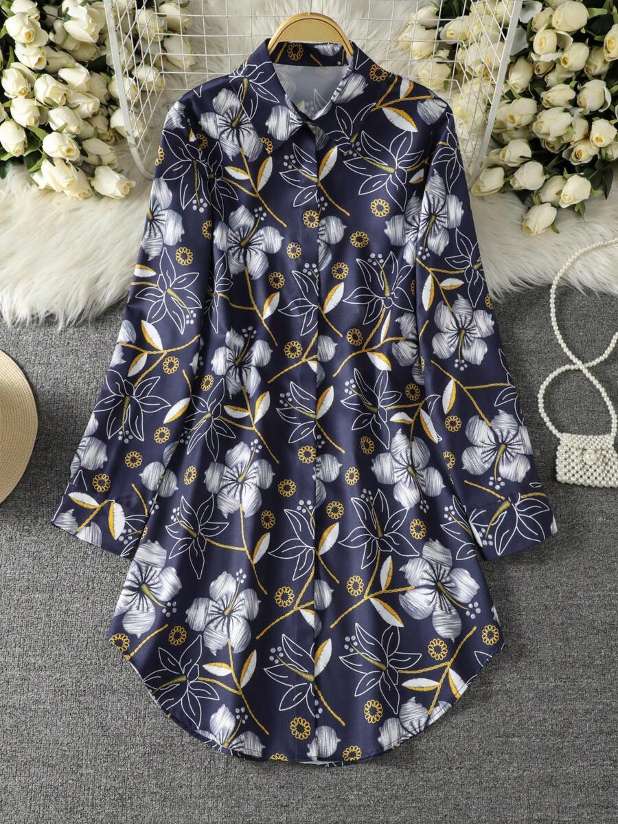 Women's Long Sleeve All-Over Print Casual Arabic Style Top Vacation - Multicolor - View 1