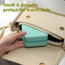 1pc Travel Jewelry Case Bridesmaid Gifts Box,Small Jewelry Box Mini Jewelry Organizer,PU Leather Portable Earring Storage Box For Women Girls Bridesmaid Proposal Gifts - Multicolor - View 4