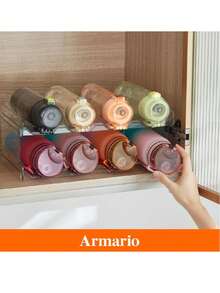 Lifewit Organizador de Botellas Apilable para Armario, Frigorífico, Despensa - Portabotellas de Plástico para Almacenar en Encimera, Armario, Oficina - Pack de 2, Cada Bandeja Admite 4 Recipientes - Transparente - Ver 6