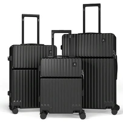 YSTYLE Multi-Functional Three-Piece Carry-On Luggage Set, Suitcase, Ultra-Light Hardside Suitcase Made Of ABS+PC Material Equipped With TSA-Approved Locks And Four Double-Sided Spinner Wheels