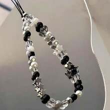 One Cool Black Phone Lanyard, Beaded CCD Camera Anti-Loss Strap, Mobile Case Accessory With Backpack Keychain Pendant - 彩色 - 查看 3