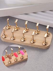 3款木质磁性假指甲展示架，美甲沙龙DIY美甲练习工具，金银色展示架 - 彩色 - 查看 5