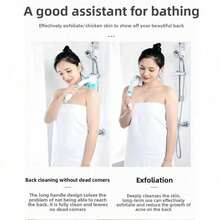 Waterproof Electric Shower Brush With Long Double-Handle Power Multi-Head Rechargeable 2 Speed Settings For Cleaning Exfoliation And Skin Massage Ideal For Children - trắng - Xem 2