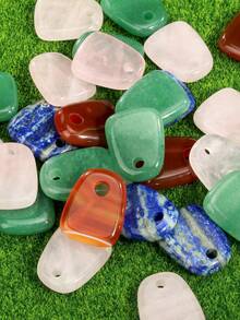 1pc 23mmx30mm Natural Stone Padlock Pendant For Jewellery Making-Trapezoidal Rose Quartz&Green Aventurine&Carnelian&Lapis Lazuli Pendant Suitable For DIY Necklaces, Bracelets And Other Jewellery.Essential For Handicraft Enthusiasts - Multicolor - View 9