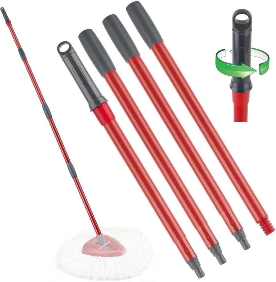 Spin Mop Handle Replacement Compatible With O Cedar Spin Mop And Bucket, 4-Section 29" To 56" Rotatable Mop Replace Handle, Mop Stick For Floor Cleaning (Mop Head &Amp; Base Not Include) - ColorB - 查看 1