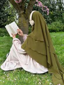 1pc Women's Elegant Khimar Hijab, Front Double Layer Design, Back 3-Layer Design, Graceful & Fashionable, Suitable For Women's Daily Prayer Wear, Applicable For All Seasons, Can Be Paired With Any Abaya - Multicolor - View 13