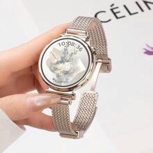 1条18mm/20mm/22mm女士磁扣麦穗耳金属表带，适用于华为GT4 41mm/GT 3智能手表