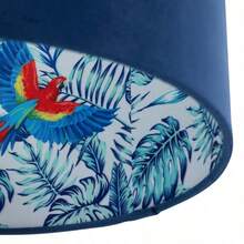 Parrot - Velvet Blue Parrot Design 30cm Pendant Or Table Lamp Shade - Blue - View 6