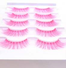 MISSLADY 15mm 5 Pairs Pack 3D Faux Mink Eyelashes Pink Colored Lashes (FM-302, 9-15mm, Light Pink, 5 Pairs) - ColorG - 查看 2