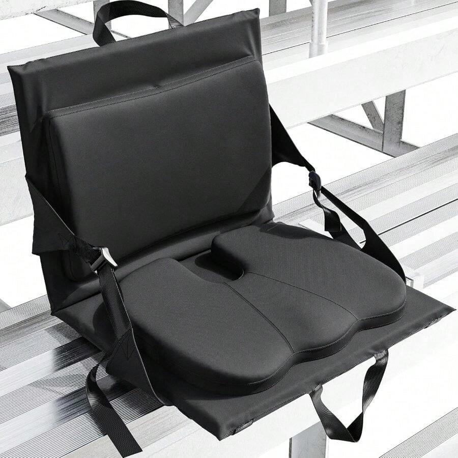 Stadium Seats With Back Support - Adjustable Memory Foam Bleacher Chairs With Back And Cushion, Portable, Easy Folding Stadium Seat Cushion With Storage Pocket - 01. Black - View 1