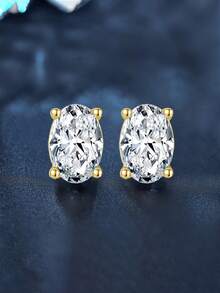 2 件套优雅奢华 925 纯银 0.5-1 克拉椭圆形莫桑石耳钉，适合女性日常佩戴、派对、度假、情人节、母亲节、生日、新年、结婚纪念日等场合，是理想的珠宝礼物之选。 - EH0032M - 查看 2