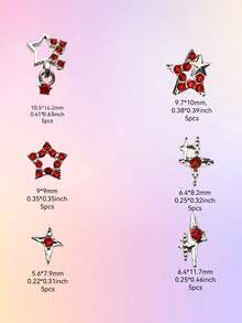 30 chiếc phụ kiện trang trí móng hình ngôi sao đỏ, đá trang trí móng 3D lấp lánh, phụ kiện móng hình sao, phong cách Y2K, thích hợp cho móng acrylic và các dụng cụ làm móng khác. - Đỏ - Xem 6