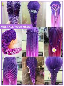 28-Inch Mannequin Head With Multicolored Synthetic Hair - Includes Free Clamp & Bonus Braiding Set For Hairdressing Practice For Cosmetology Practice Barber & Salon Styling Braiding & Practice Doll Head Durable & Easy Maintenance - Multicolor - View 10