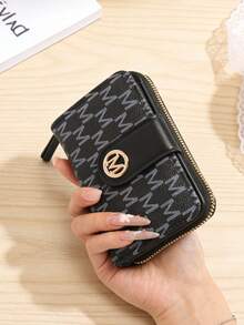 New Litchi Texture Letter Wallet Multi-Card Slots Short Style Small Women Bag Thick Korean Fashion Compact Vintage Coin Purse For Women Money Wallet Mini Wallet Purse Wallet Small Wallet Cute Wallet Cute Stuff - Black - View 8