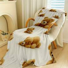 1pc Bear Pattern Blanket - Lightweight 280g Flannel All-Weather Soft And Warm Bed Sheet, 8 Unique Bear Designs, 280g, All-Season Comfortable Polyester Blanket Great Gift, Friends, Family, Wedding, Birthday, Warm, Soft, Comfortable, Comfortable Personalized Ideal Gift For Him, Her, Boyfriend, Girlfriend, Dad, Mom, Family, Friends, Pet Anniversary, Valentine's Day, Mother's Day, Birthday, Father's Day, Wedding, Graduation, Christmas, Sofa, Bed, Car, Bedroom, Living Room, Office, Outdoor Camping, Beach, Wall Decoration - 多色12 - 查看 2