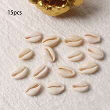 15pcs Printed Seashell Decor Accessories, Beach Style DIY Craft Supplies For Bracelet, Necklace, Clothing, Home Decor, Assorted Sizes