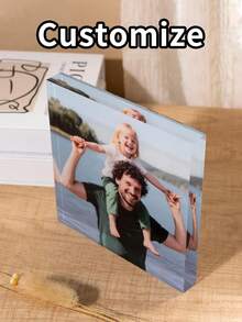 Personalized Acrylic Photo Decor, Desktop Memorabilia, Acrylic Photo Frame, Perfect For Home And Office Decor, Thanksgiving Gift Or Party Supplies, Personalized Photo Display, Office Decoration,Home Decor Living Room - Multicolor - View 4