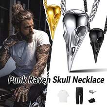 Collar cuervo vikingo hombre mitología nórdica colgante cruz cuervo acero inoxidable resistente regalo hombres - plateado+Crow Skull - Ver 6