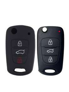1pc Black Silicone Car Key Protective Cover Suitable For And Kia Vehicles - A - View 3