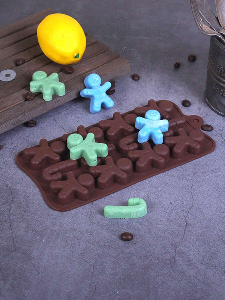 1个12孔拐杖糖巧克力模具，不粘烘焙模具，适用于制作巧克力、3D糖果、DIY，适合圣诞装饰、睡衣、礼品等。 - 彩色 - 查看 1