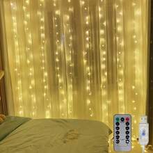 6m/3 metros/2m/1m Luces de cadena LED para cortinas de ventana, alimentadas por USB, luces de ambiente para bodas, Día de San Valentín, dormitorio, sala de estar, decoración de pared, cumpleaños, fiesta (control remoto no incluido) - Luz de cortina USB - Ver 2
