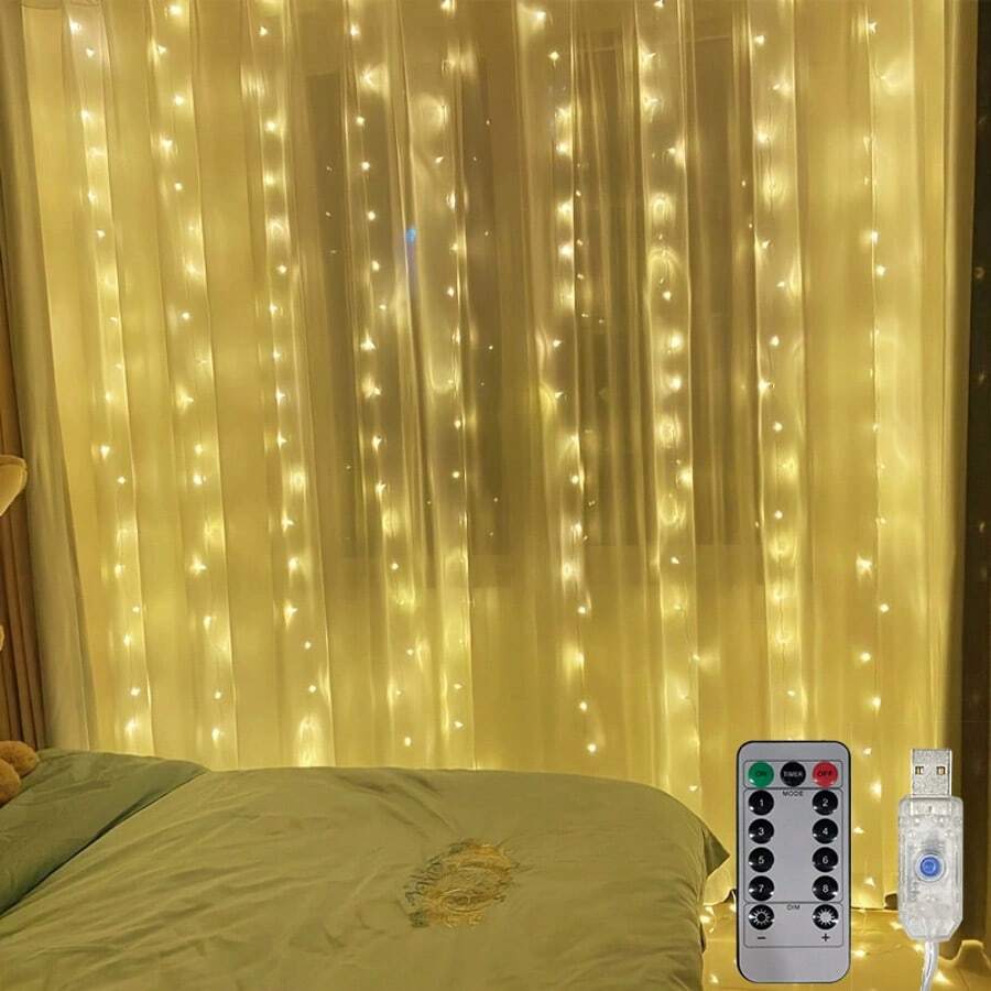 6m/3 metros/2m/1m Luces de cadena LED para cortinas de ventana, alimentadas por USB, luces de ambiente para bodas, Día de San Valentín, dormitorio, sala de estar, decoración de pared, cumpleaños, fiesta (control remoto no incluido)