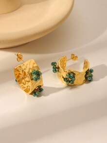 1 Đôi bông tai hình chữ C đính ngọc trai giả kiểu cổ điển, mang phong cách sang trọng và thời trang retro, được làm thủ công từ thép không gỉ mạ vàng 18K, đa năng và thiết kế đẹp mắt. - Vàng - Xem 14