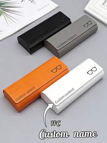 1pc Personalized Name GLASSES CASE Sunglasses Holder Eyeglass Faux Leather Carrying Pouch Custom Minimalist Eyeglasses Case Engraved Mother's Day Gifts For Mom Dad Him Her Men Women - Multicolor - View 3