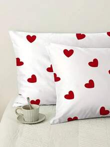 Heart Pattern Pillow Case - White - View 1