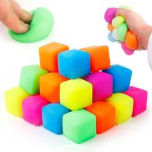 1/6/12/18/24pcs Mini Squeeze Stress Relief Cube: For Anxiety Relief, Stretching, Playing With Playdough, Party Favors, Hand Sensory Stress Ball (Random Color) - Multicolor - View 1
