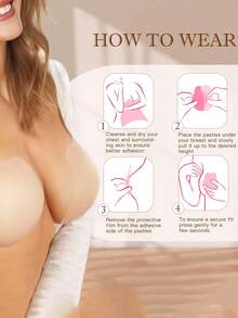 TSLBNRIO Ultra-Thin Women's Plus Size Cat Ear Nipple Covers, Invisible And Seamless Breast Pads, Adhesive Bra, Lifts Breasts, Prevents Sagging, Prevents Bumps, Reusable, Suitable For Dresses, Wedding Gowns, Formal Wear, Bikinis - Multicolor - View 3