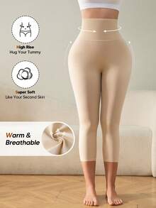 Women's High Waisted Capri Leggings Tummy Control Pants Thigh Slimmer Butt Lift Body Shaper Bottoms For Underwear - 杏色 - 查看 4