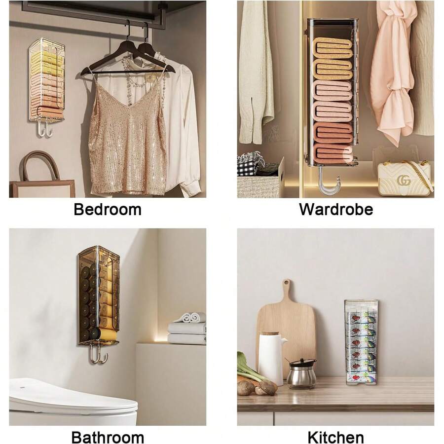 1 Peça Caixa de Armazenamento Montada na Parede Embaixo do Armário, Adequada para Armazenar Sutiãs, Meias e Roupas Íntimas - Caixa de Armazenamento Transparente de Plástico com Múltiplos Compartimentos, Pode Ser Usada para Guarda-Roupa, Quarto, Dormitório, para Organização de Roupas, Armazenamento de Armário, Decoração de Quarto, Uma Caixa de Armazenamento e Organização Multifuncional Montada na Parede.