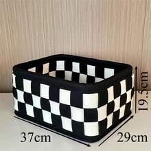 Giỏ đựng đồ đan lát kẻ caro đen trắng cổ điển, hộp đựng đồ đa năng không nắp đậy - Có thể dùng để đựng đồ trên bàn làm việc và trong phòng ngủ, sắp xếp tủ quần áo, làm giỏ đựng đồ trên kệ, giải pháp lưu trữ bằng nỉ, giải pháp lưu trữ gia đình đa năng hoàn toàn mới, hộp đựng đồ bằng nỉ dung tích lớn để đựng quần áo, đồ chơi, sách và các vật dụng linh tinh, cần thiết cho mùa tựu trường, cũng thích hợp để đựng mỹ phẩm, đồ ăn nhẹ, quần áo, tất và đồ chơi. - Lưới đen trắng - Xem 16