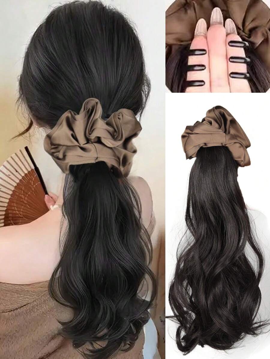 人造马尾辫，人造发髻马尾假发片，爪夹发髻发夹，人造假发髻接发，女士日常佩戴发饰 - 彩色 - 查看 1