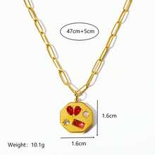 1pcINS Fashion Heartbreak Gemstone Kaleidoscope Lucky Talisman With Zirconia Stainless Steel Necklace, Vacuum Plated 18k Gold, Highlighting Feminine Charm, Waterproof And Sweatproof, Suitable For Valentine's Day And Holiday Leisure Wear. Ladies' Jewelry. - Multicolor - View 7