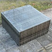 Fimous Rattan Sofa Set Outdoor Garden Furniture Set With Square Coffee Table Loveseat Sofa Side Table Dark Grey Mixed - Dark Grey - View 5