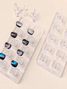 5个/10个装美甲支架，适用于按压式美甲，透明非磁性猫眼美甲架，亚克力美甲艺术展示设计用品，含美甲工具，适合DIY初学者家庭美甲沙龙使用。