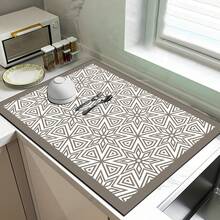 1 قطعة سجادة تجفيف الأطباق ماصة مطبوعة بنمط هندسي عربي، وسادة لعداد ماكينة إسبرسو، ديكور عيد إسلامي، سجادة لبالوعة الحمام، وسادة ناعمة لحنفية الماء، حامل أكواب البالوعة، ديكور المنزل، اكسسوارات المطبخ والحمام - متعدد الألوان - مشاهدة 8