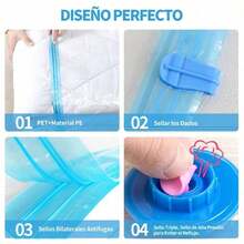 10 bolsas reutilizables para almacenar al vacío + 1 bomba de aire manual gratis. Bolsas de compresión compactas, bolsas de almacenamiento al vacío de alta calidad, esenciales de viaje, ahorradoras de espacio, ideales para ropa, almohadas y pijamas, con gran capacidad para guardar ropa, edredones y almohadas. - transparente - Ver 4