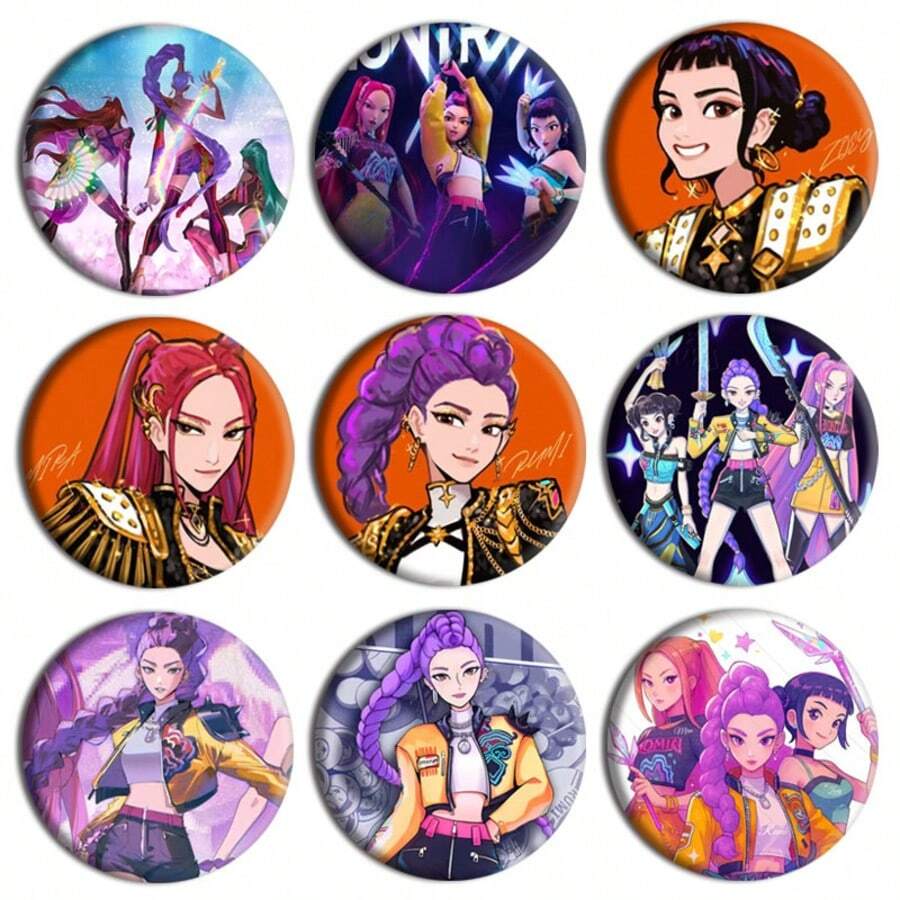 1枚动漫魔女猎人圆形徽章，卡通配饰，背包挂饰，派对小礼物 - 彩色 - 查看 1