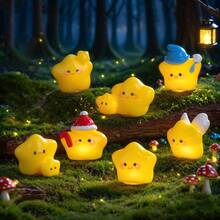 5个/15个/30个迷你树脂天使和黄色星星摆件，适用于水景装饰、花园配件创意树脂工艺品、园艺装饰DIY摆件、3D黄色星星微景观模型 - 彩色 - 查看 2