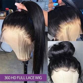 360 Degree Full Lace Wig - Long Straight Hair, 180 Density, Heat Resistant Synthetic Fiber, Pre-Plucked, Glueless Lace Front Wig, Suitable For Women, Daily And Party Wear, Fits All Ethnicities, Synthetic Lace Front Wig, Multifunctional Wig, Elegant Wig, Protective Hairstyle, Beauty Accessory
